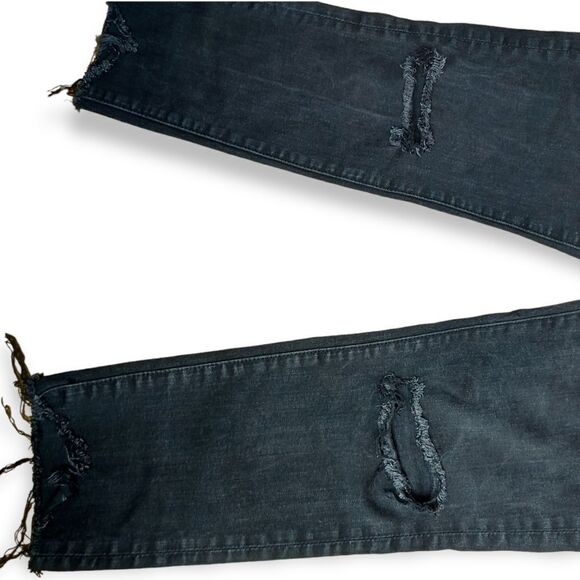 AE Super High Rise Black Distressed Cropped Jegging Size 10 - Picture 4 of 7